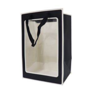 Saco de Presente com Visor Transparente, Preto, Grande