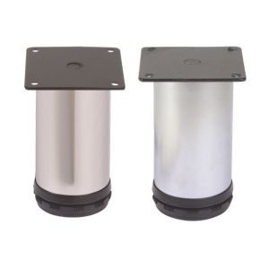 Pé de Móvel Inox Redondo Ajustável, 100x50mm