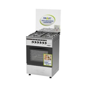 Fogão SMART 4 Bocas com Forno e Grelhador a Gás 60x60, Inox
