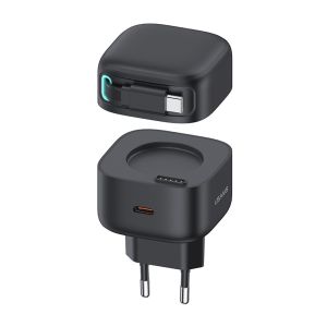 Carregador Rápido USAMS US-CC202 PD35W Type-C com Cabo Magnético Retrátil Type-C, Cores Variadas