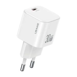 Kit Carregador USAMS Fast Charge JO02 30W CC262 + Cabo Type-C para Iphone SJ712 1m, Branco