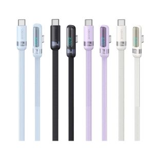 Cabo USAMS US-SJ653 100W Type-C para Type-C com Tela Digital 1.2m, Cores Variadas