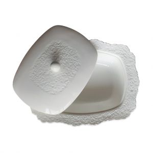 Tijela Cerâmica Rectangular Com Tampa, Branco