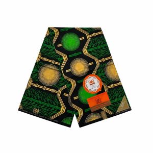 Capulana “ Noite Imperial ” Pushti 100% Algodão Verde & Dourado