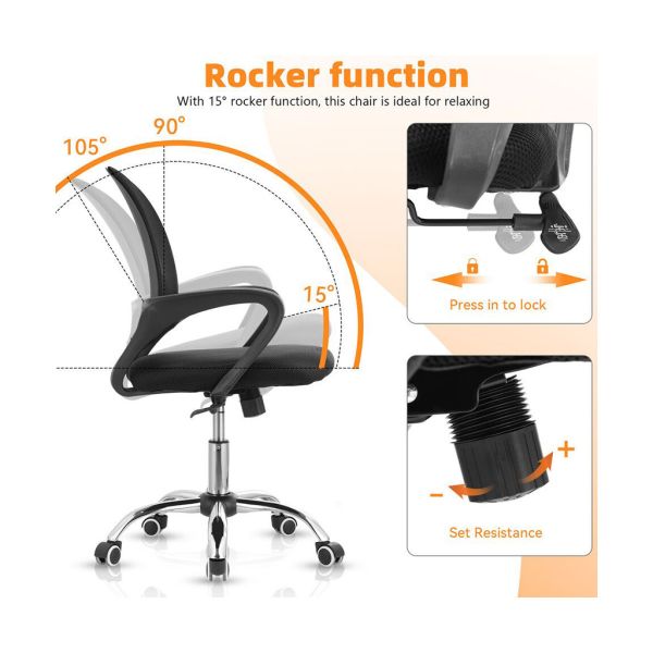 Cadeira-de-Escritório-Giratória-Ergonômica-de-Malha-com-Altura
