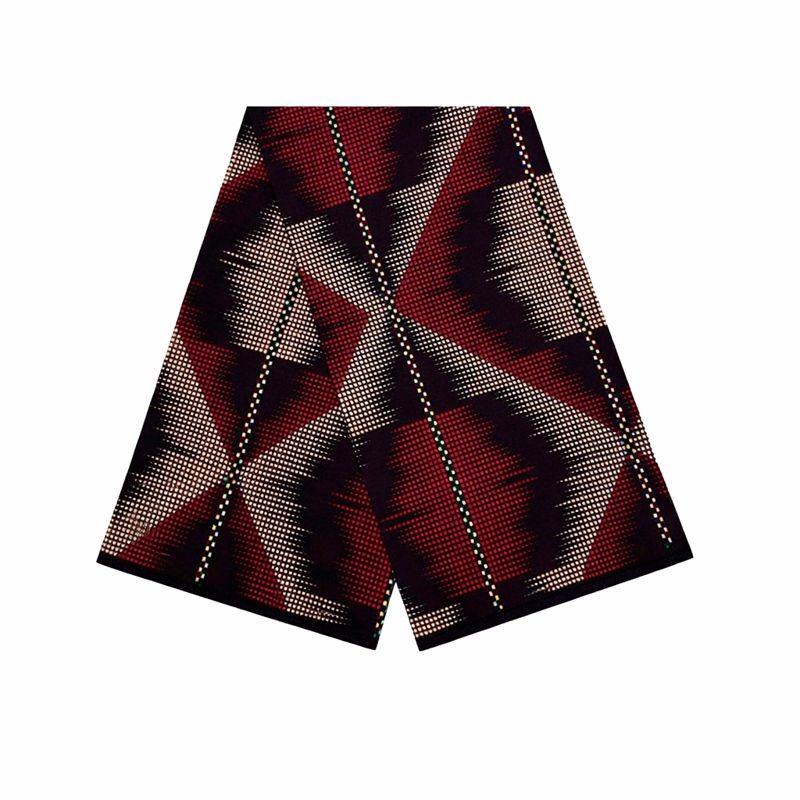 Capulana africana geométrica em tons de vinho, preto e bege em tecido de algodão